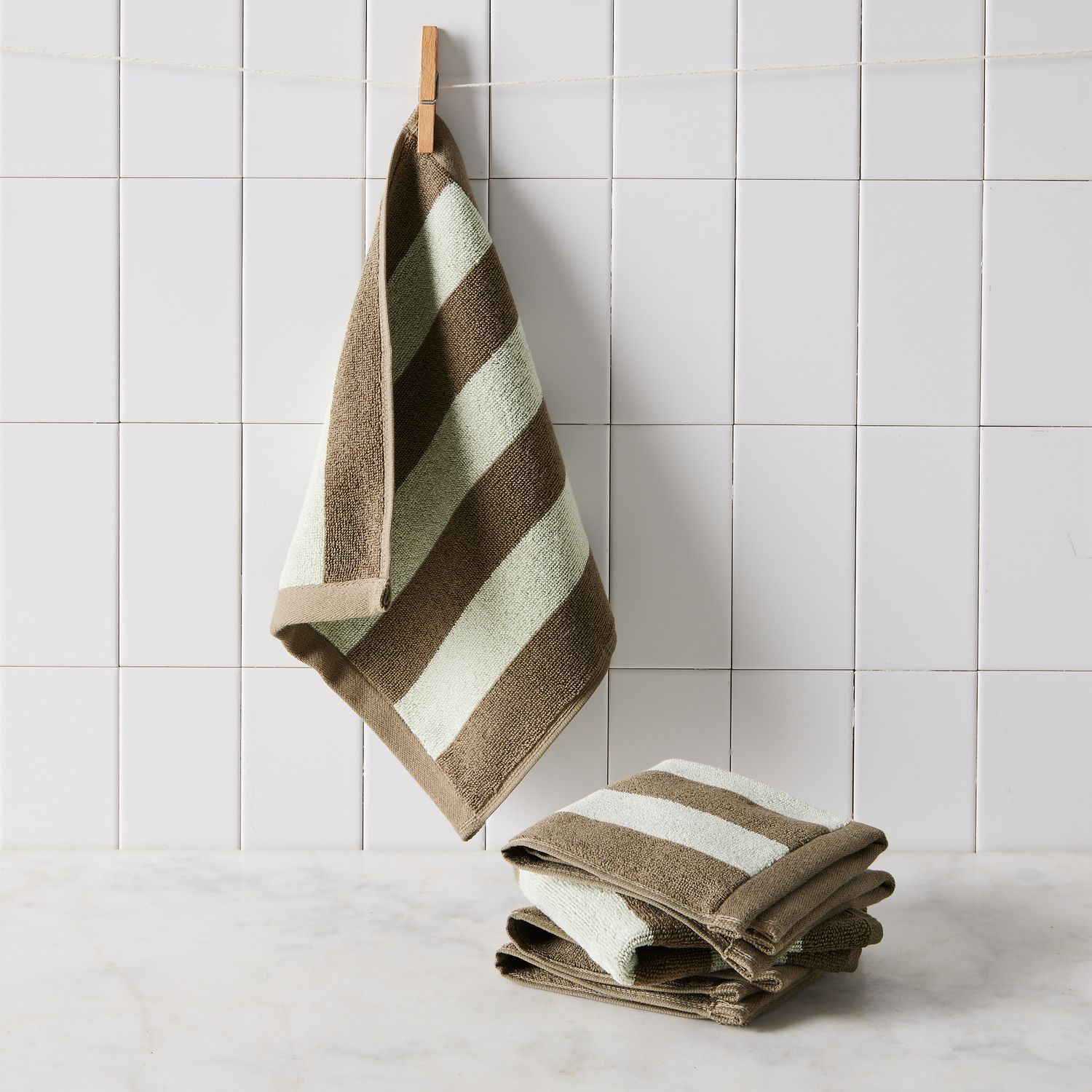 Striped Cotton Terry Bath Towels & Mats