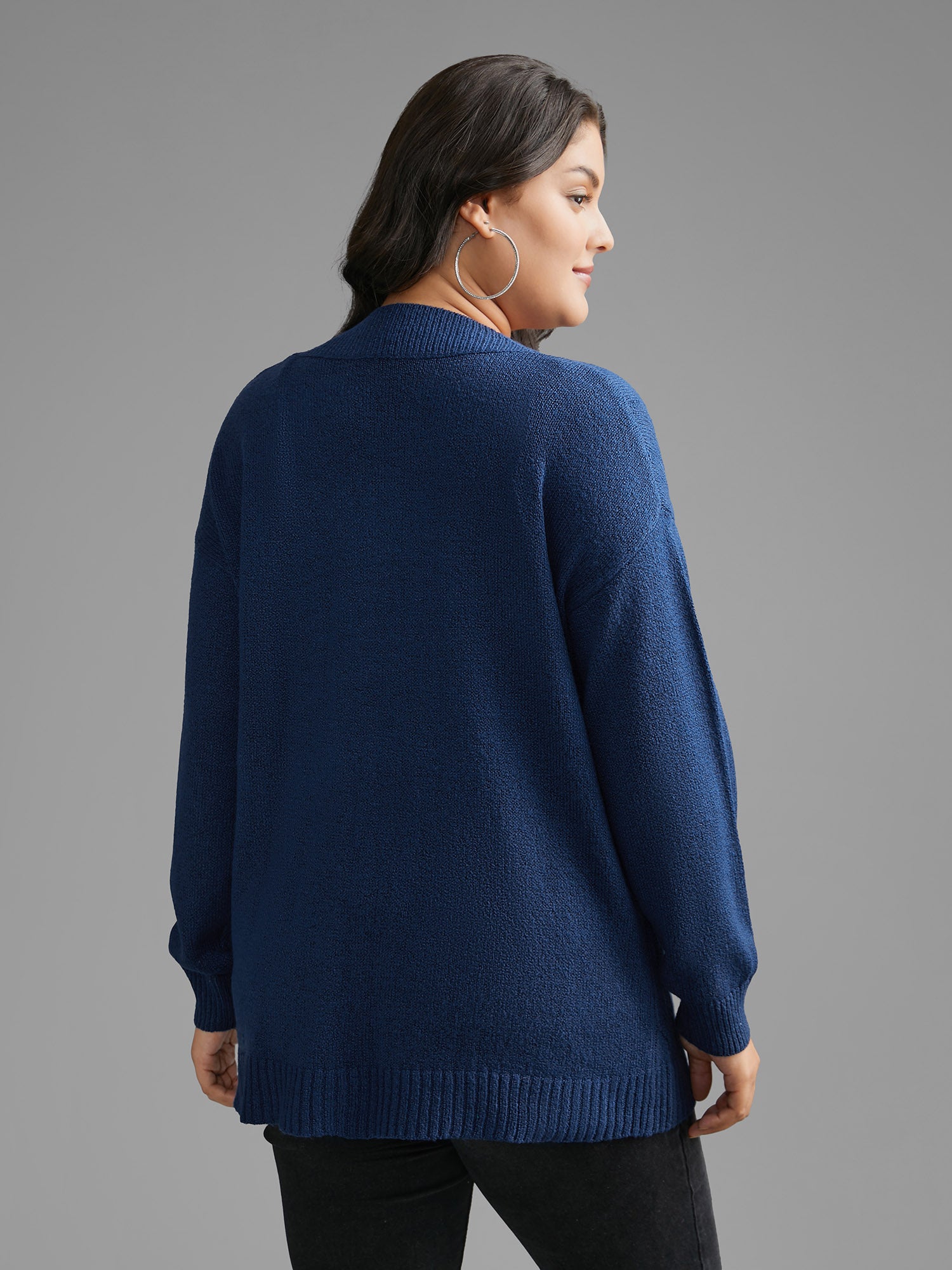 V Neck Cable Knit Texture Pullover