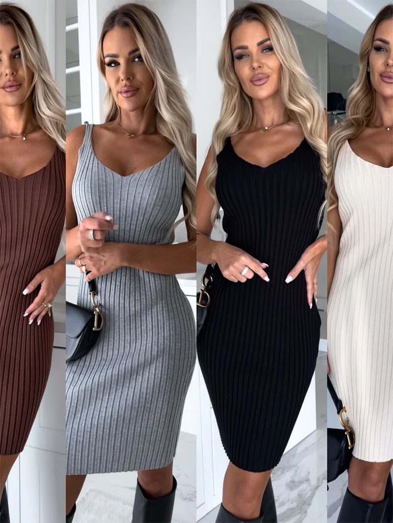 🎄Christmas Sale🔥Knitted Sweater and Cami Dress Set