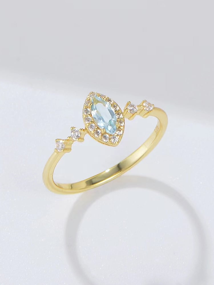 925 Sterling Silver Blue Cubic Zirconia Ring