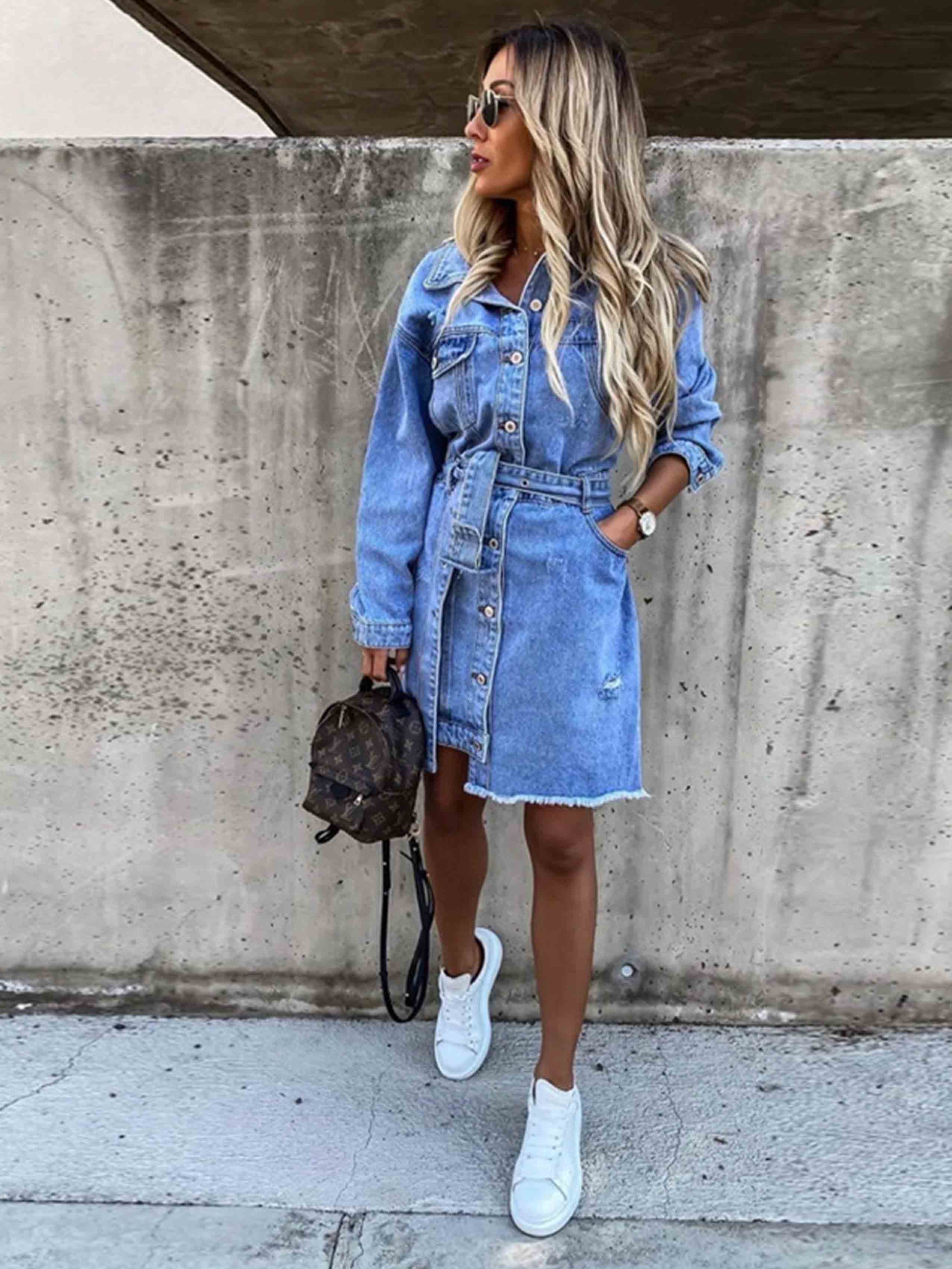 Sexy Denim Dress With Belt