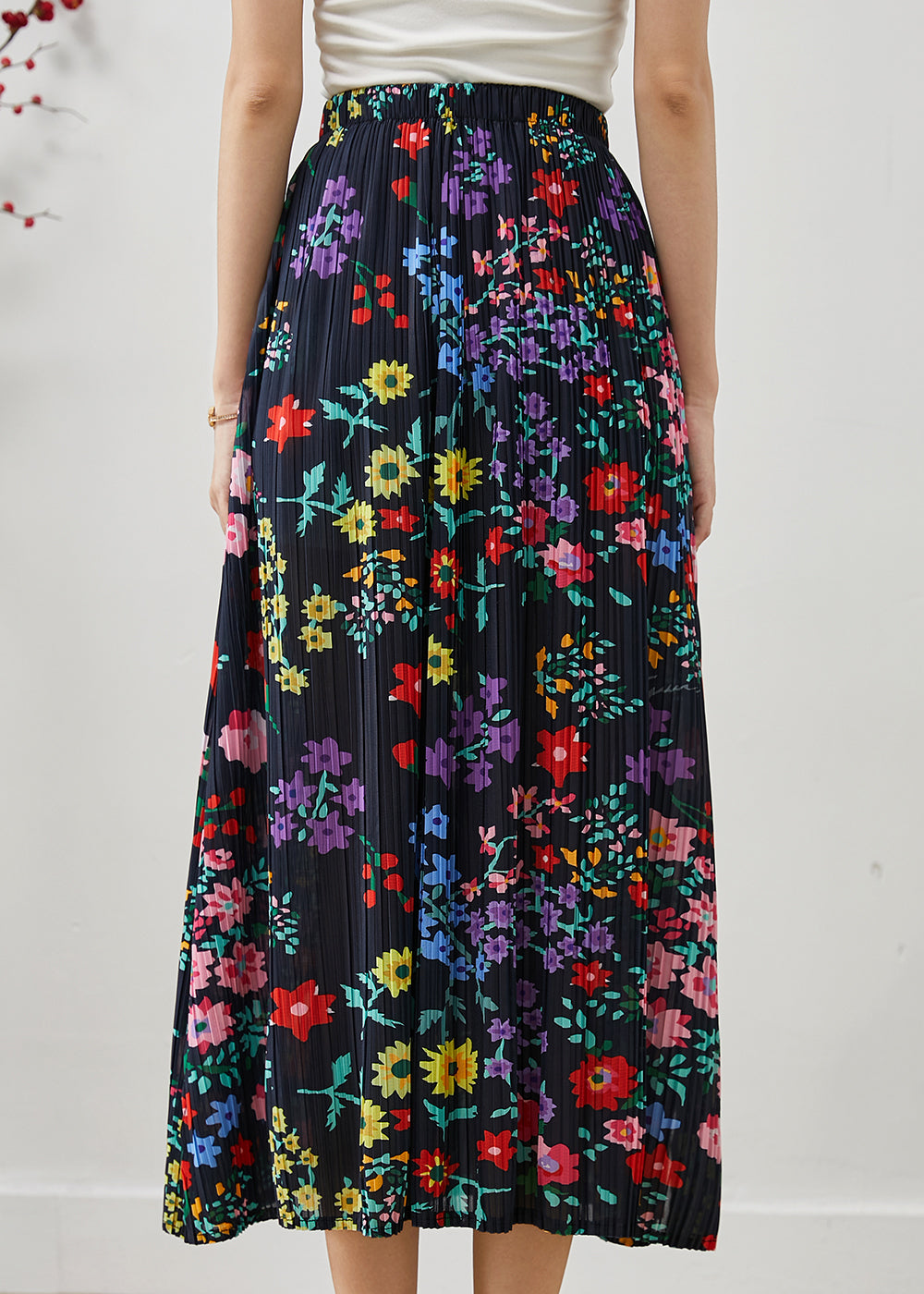 Black Print Side Open Cotton Vacation Skirts Summer