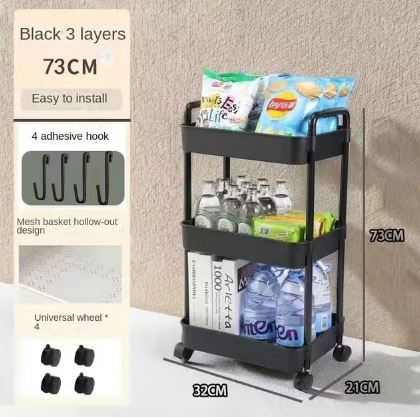 Mobile Storage Rack Trolley Kitchen Bathroom Bedroom Multi Storey Snacks Storage Rack With Wheels