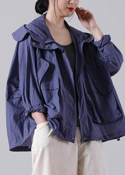 French Purple Low High UPF 50+ Coat Jacket Summer Hoodie Coat