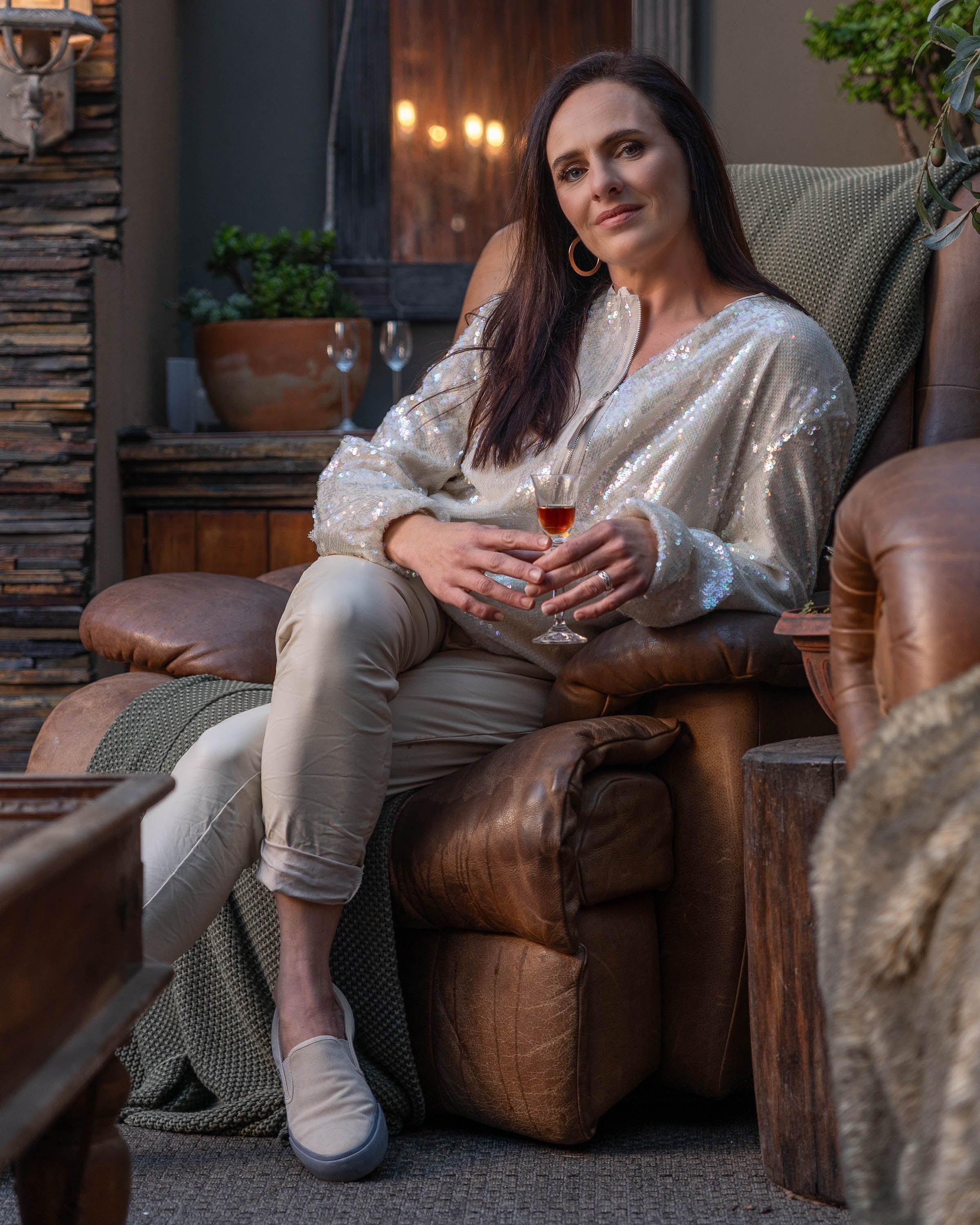 Sequin Sway Zip Jacket | Cream