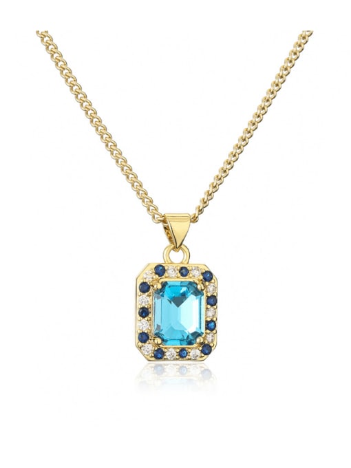 Cubic Zirconia Rectangle Pendant & Chain