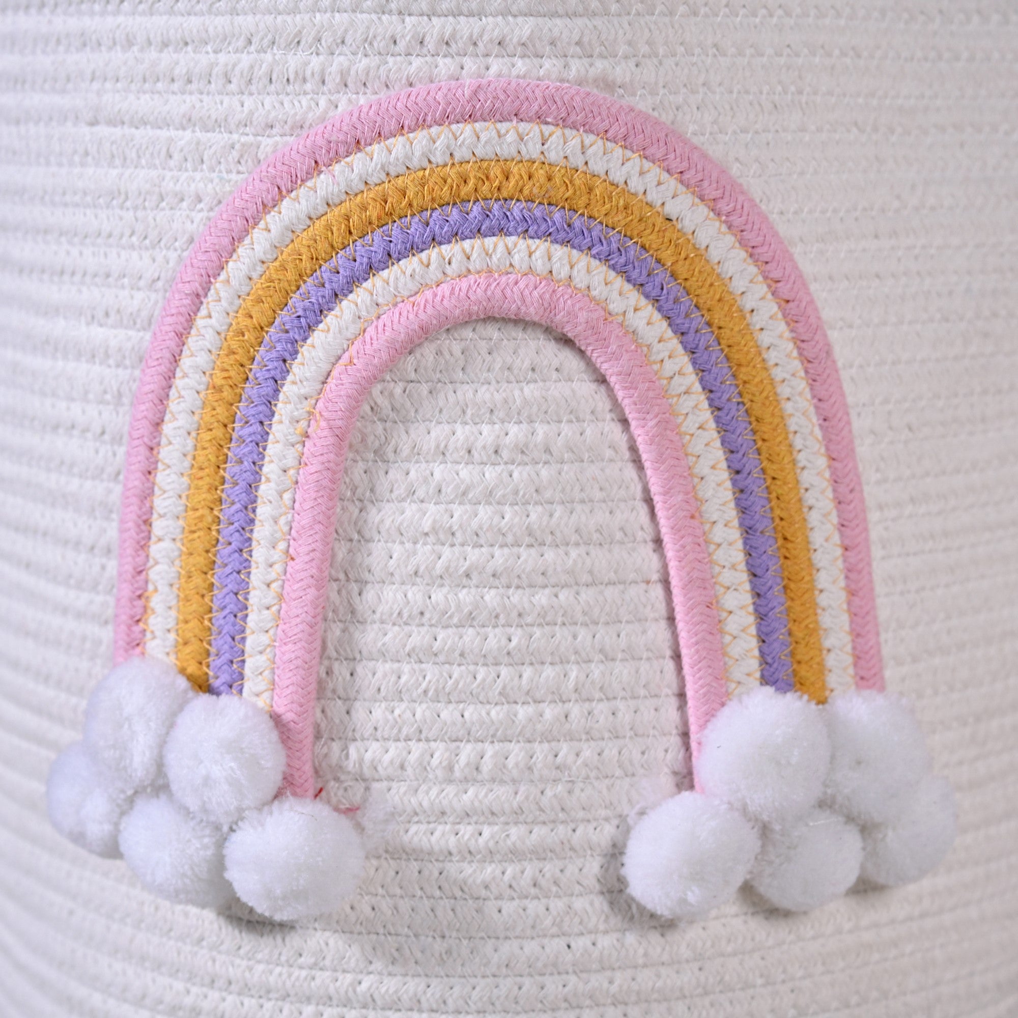 White Rainbow Basket With Handles 30cm