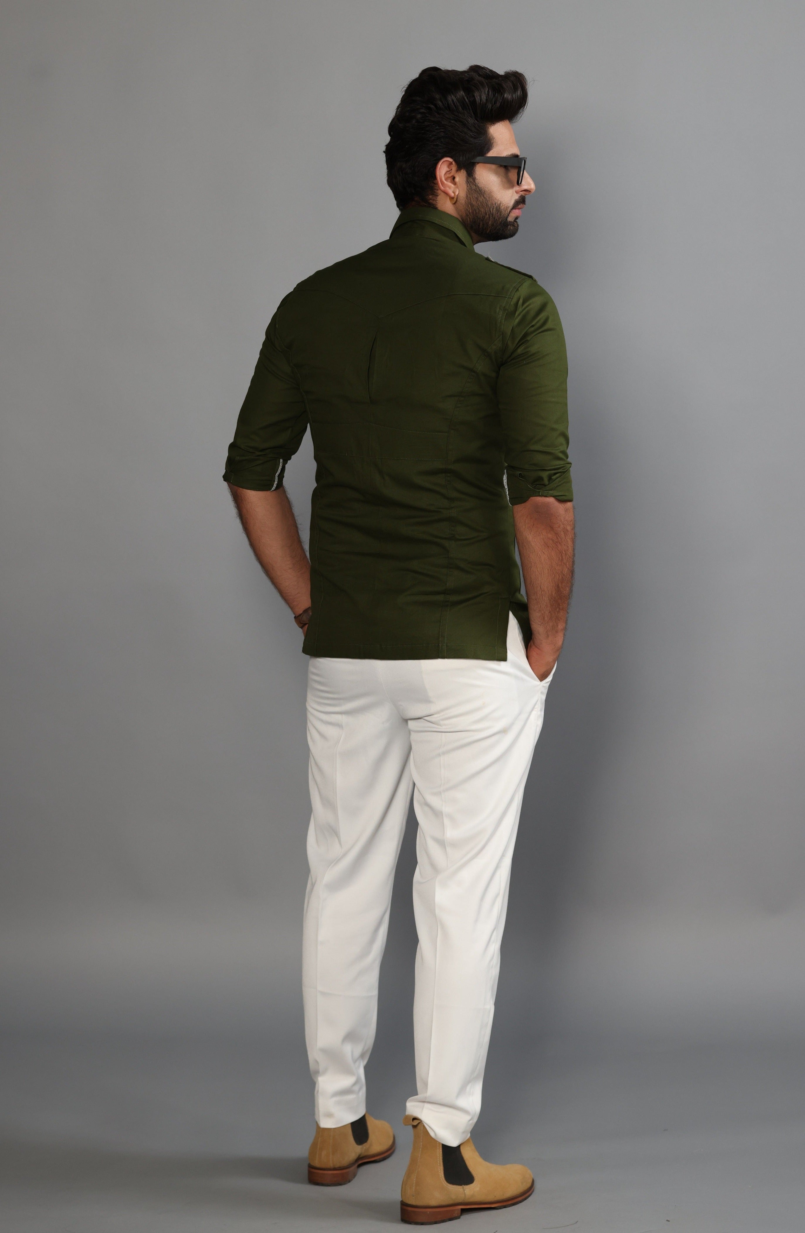 Battle Green Turkish Linen Hunting Shirt