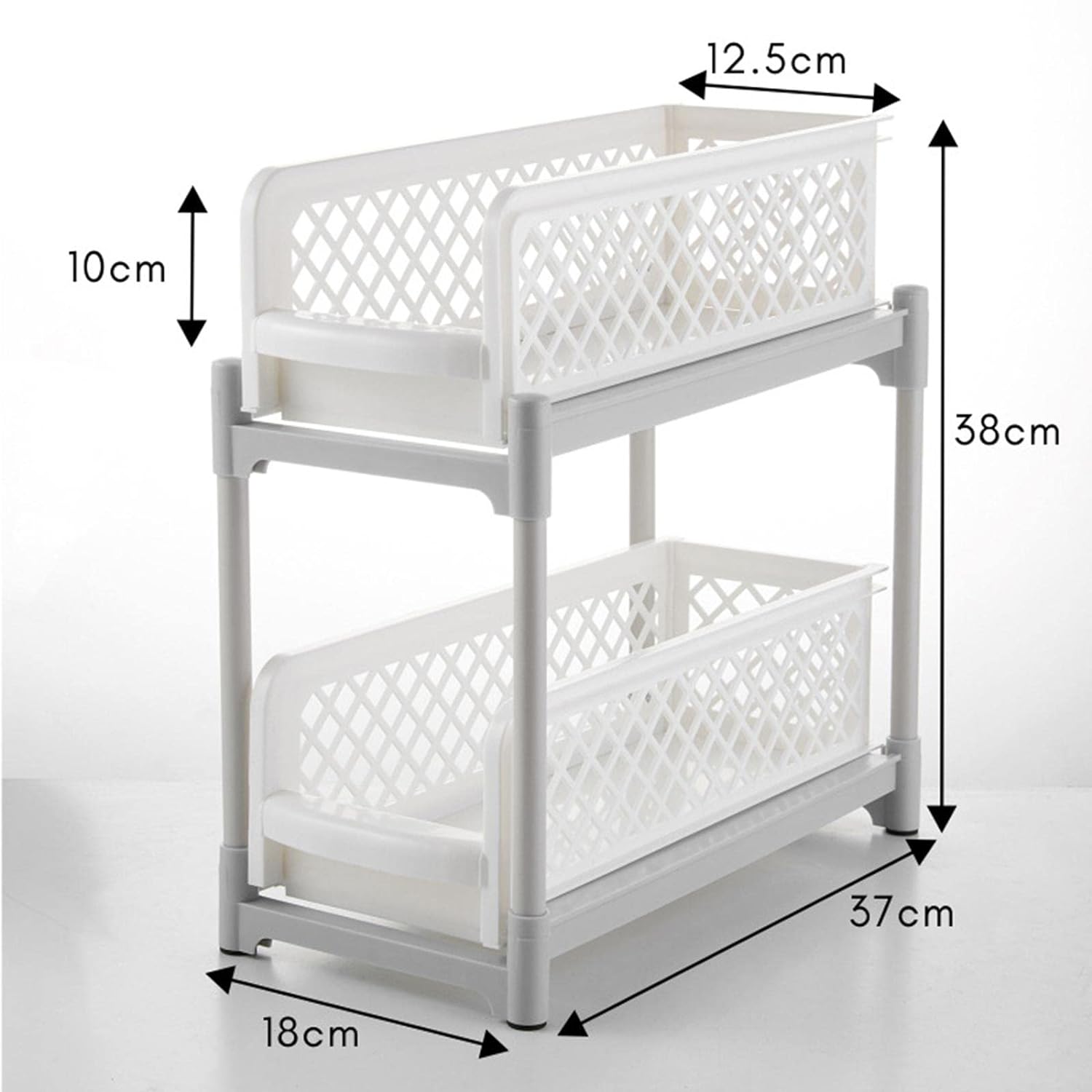 Portable 2-Tier Basket Drawers Multifunction Storage Shelf Rack