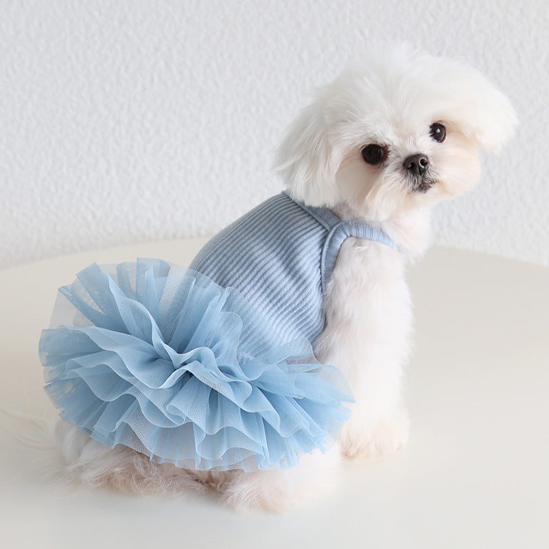 Multi-color Cotton Dog Cat Lace Dress