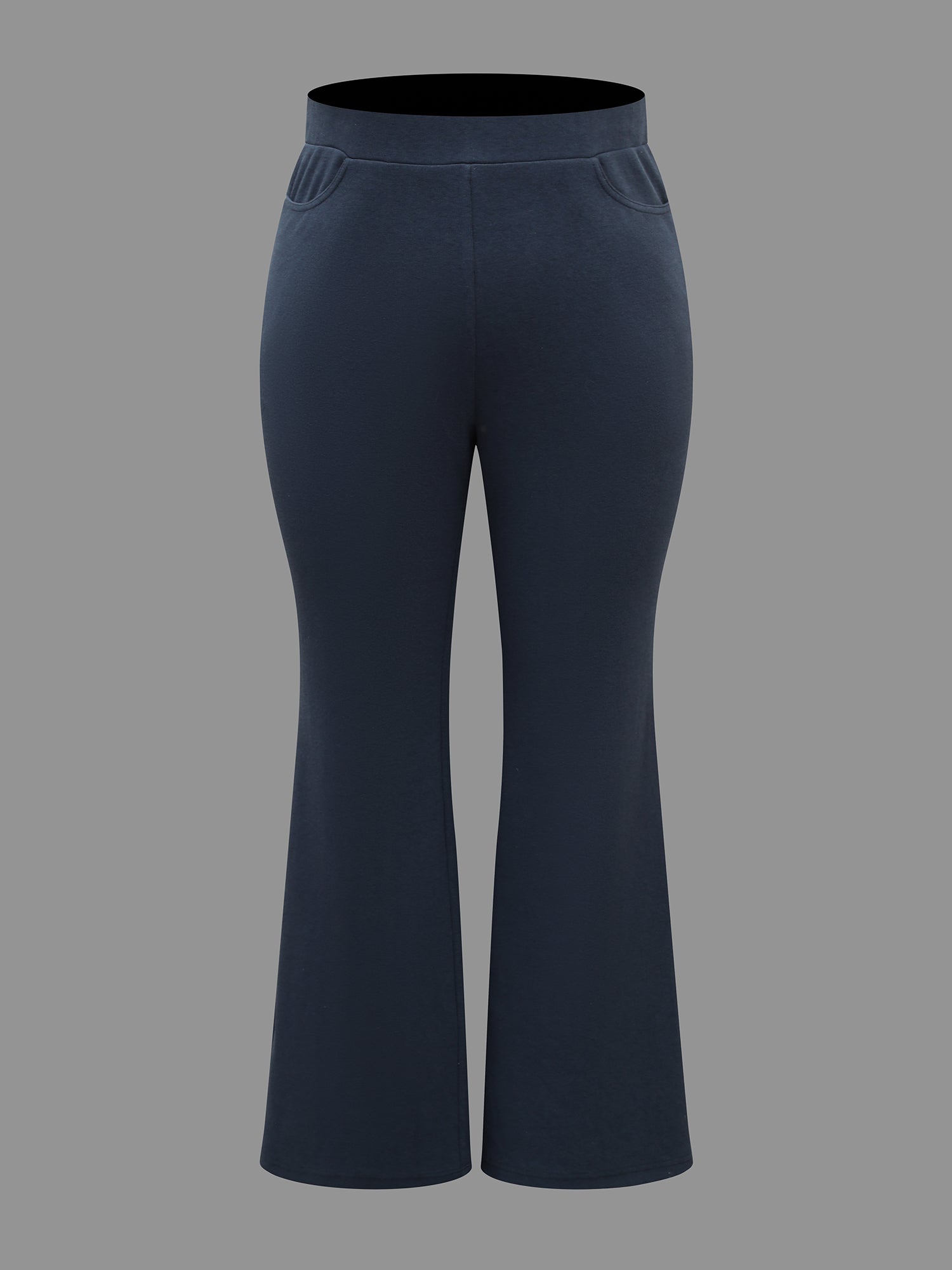 Plain Textured Stretchy Bootcut Pants