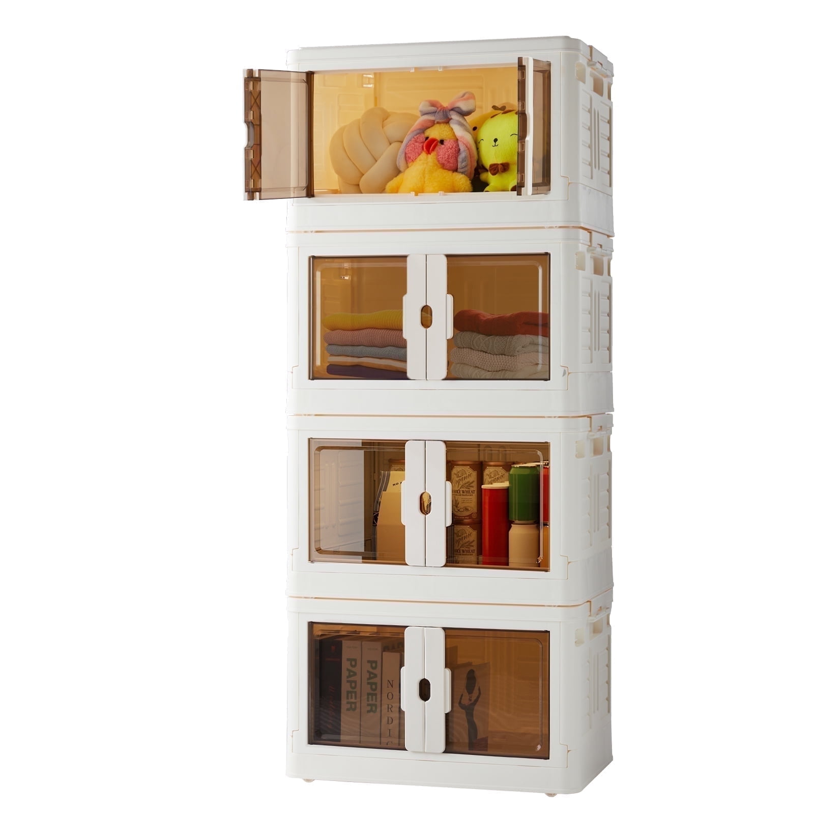 CONCETTA 33.6GAL/148QT Stackable Storage Bin with Lids and Wheels, Collapsible Foldable Plastic Closet Organizer for Home