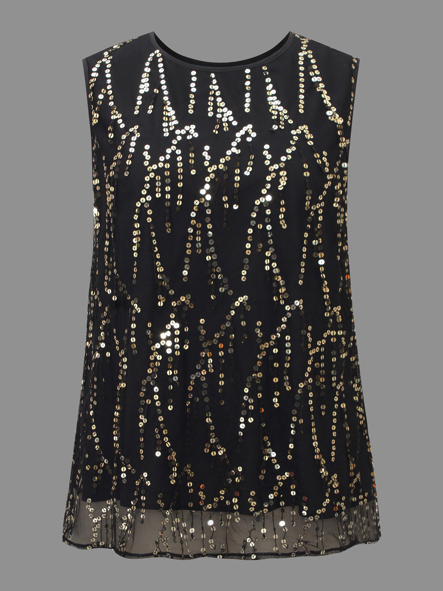 Sequin Mesh Tassel Trim Tank Top