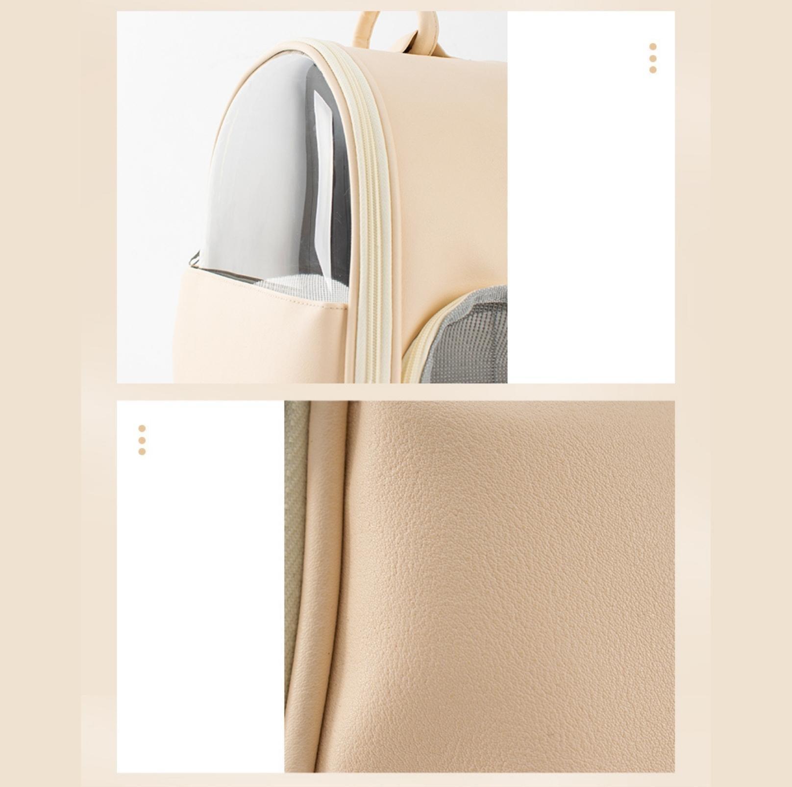 Leather Backpack Style Cat Carrier With Transparent Window
