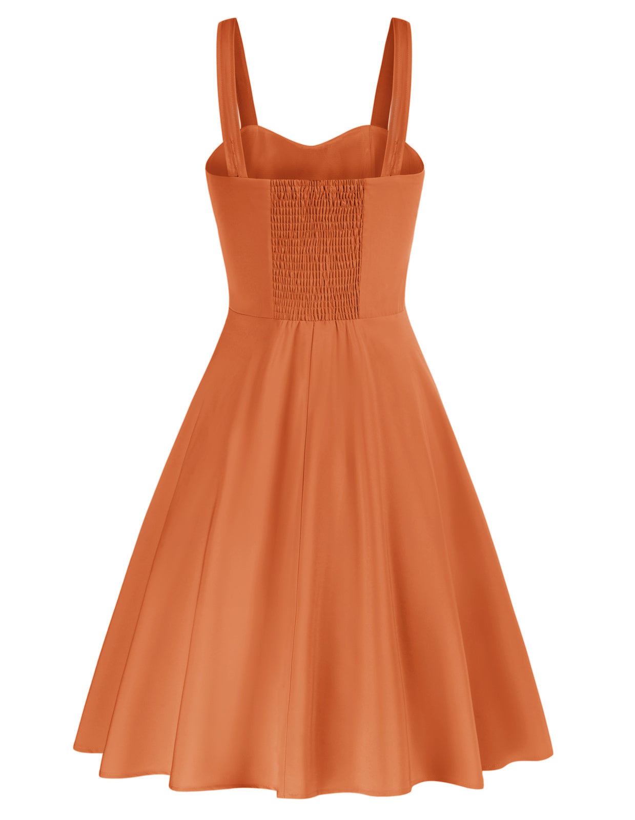 Vintage Solid Color Two-Way Defined Waist Dress Ruched Bodice Flared A-Line Dress