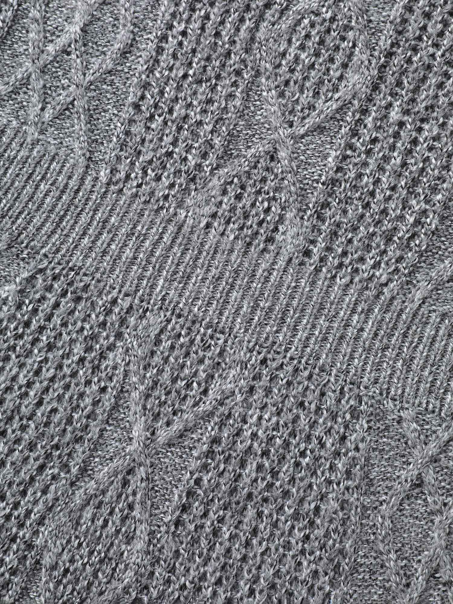 Cable Knit Ribbed Waist Cinched Midi Sweater Dress