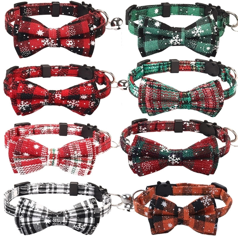 British Style Cotton Polyester Christmas Lattice Pet Collar