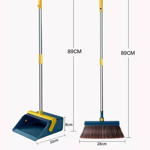 Broom and Windproof Dustpan with Adjustable Handle