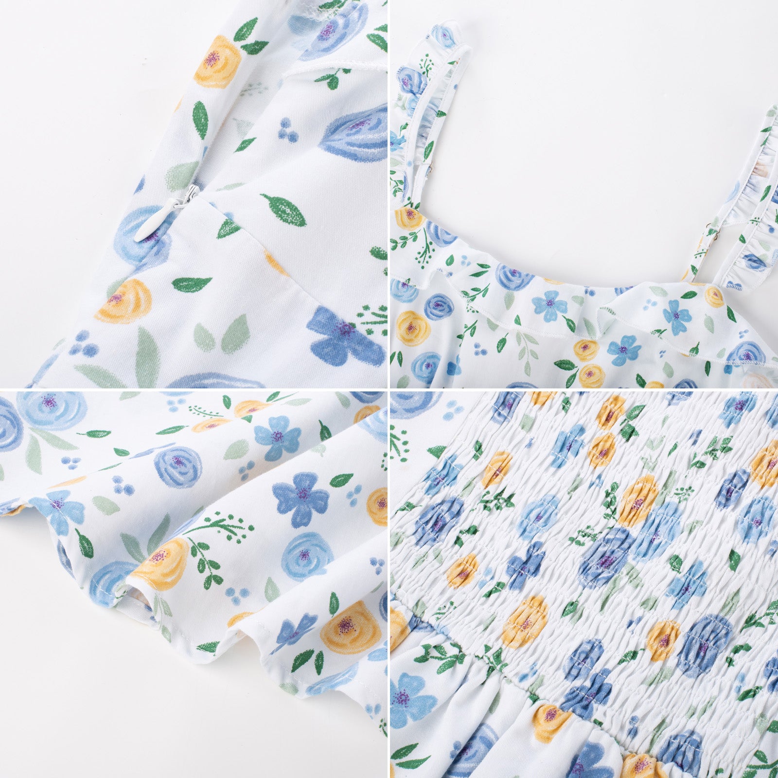 Floral Summer Dresses for Women 2024 Midi Sun Dresses Flowy Spaghetti Strap Dress with Pockets