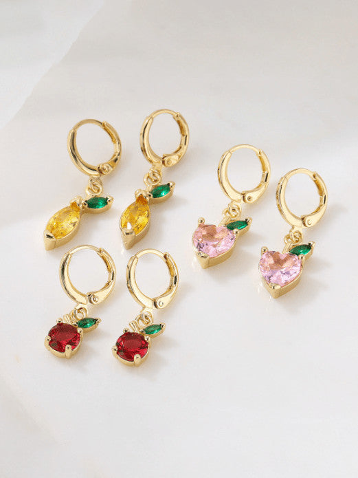 Cubic Zirconia Fruit Earrings