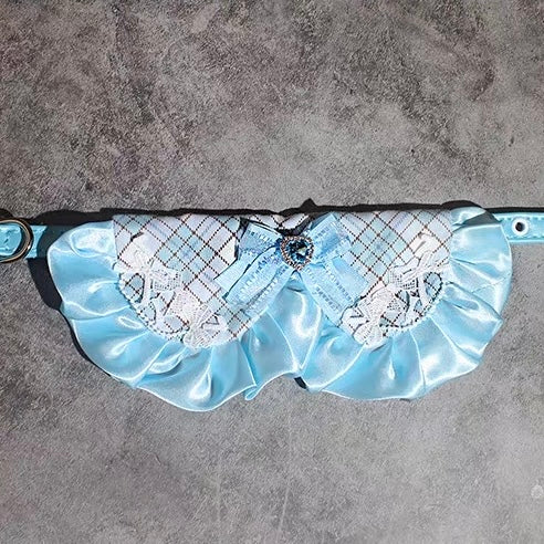 Lace Plaid Bow Pattern Dog Cat Bib Collar
