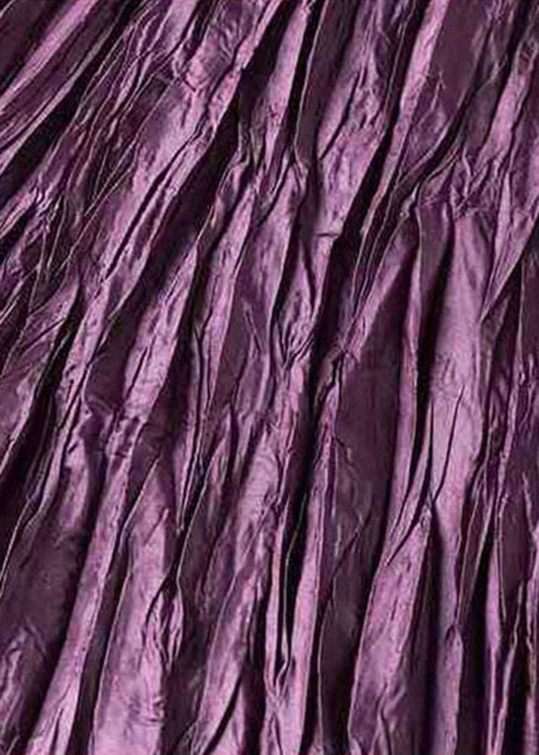 Purple Elastic Waist Wrinkled Exra Large Hem Silk Skirts Summer