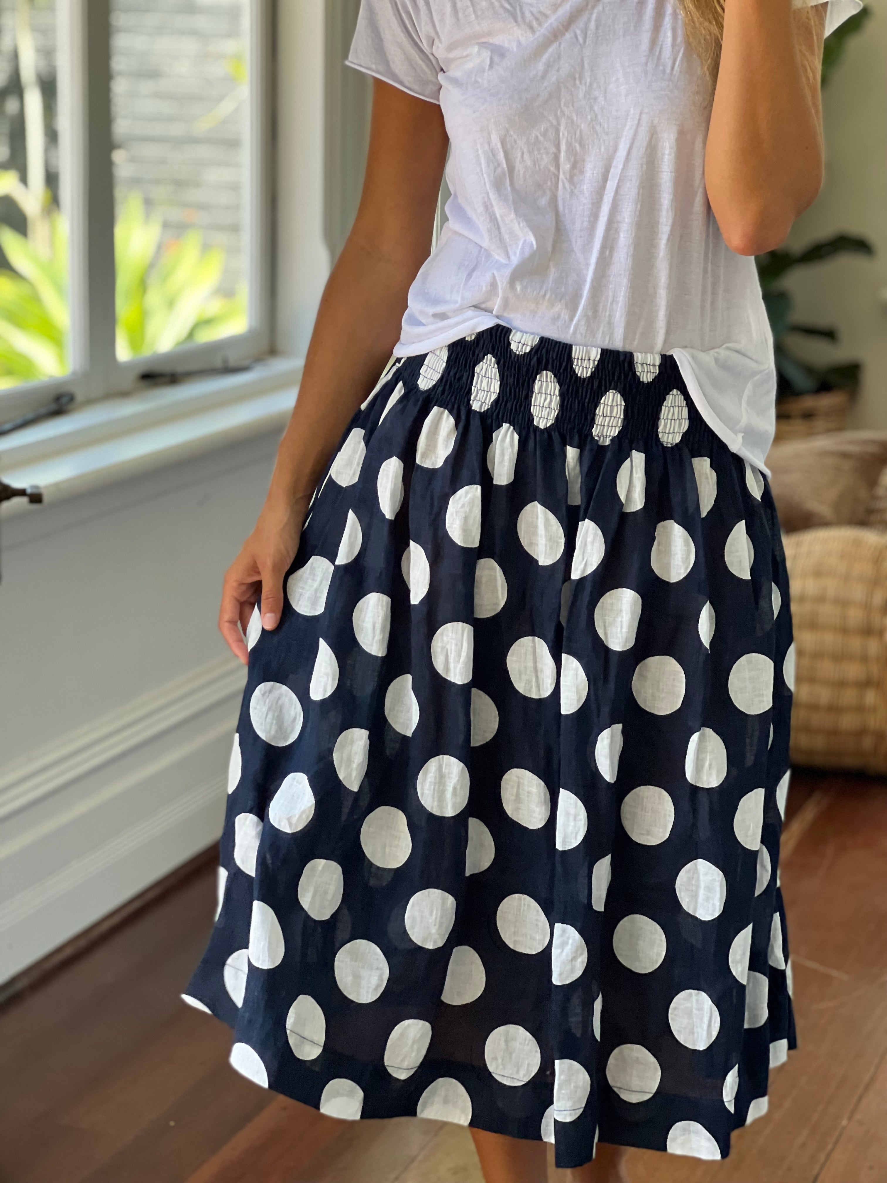 big navy spot linen