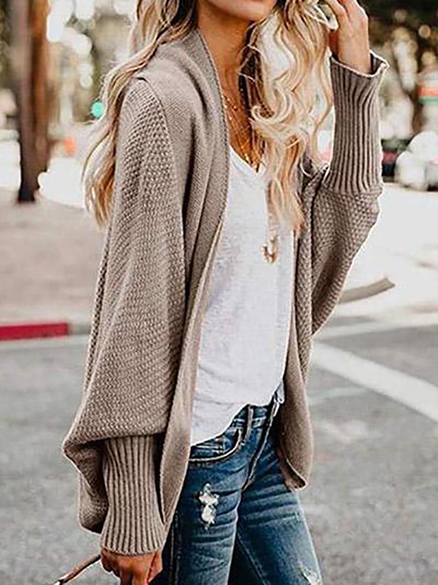Bat sleeve plus size long knitted cardigan sweater13 colors