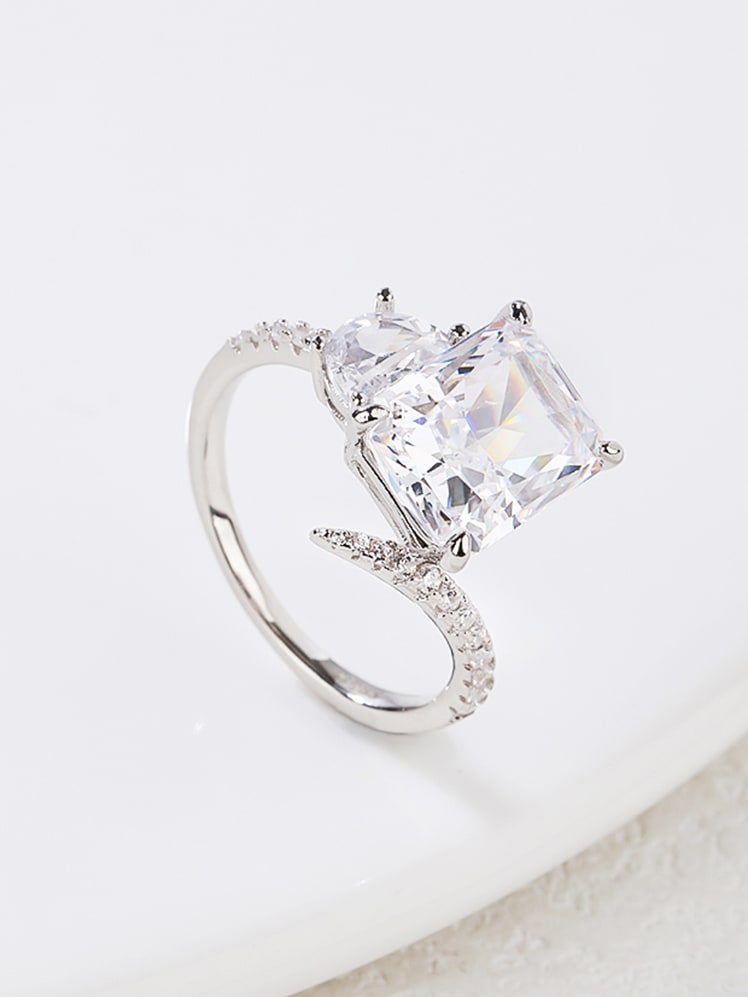 925 Sterling Silver High Carbon Diamond Ring