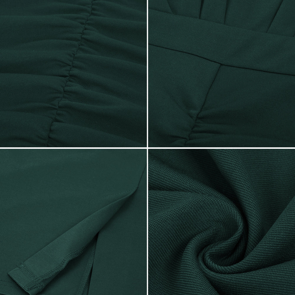 Seckill Offer⌛Vintage Ruched Dress Long Sleeve Defined Waist Bodycon Dress