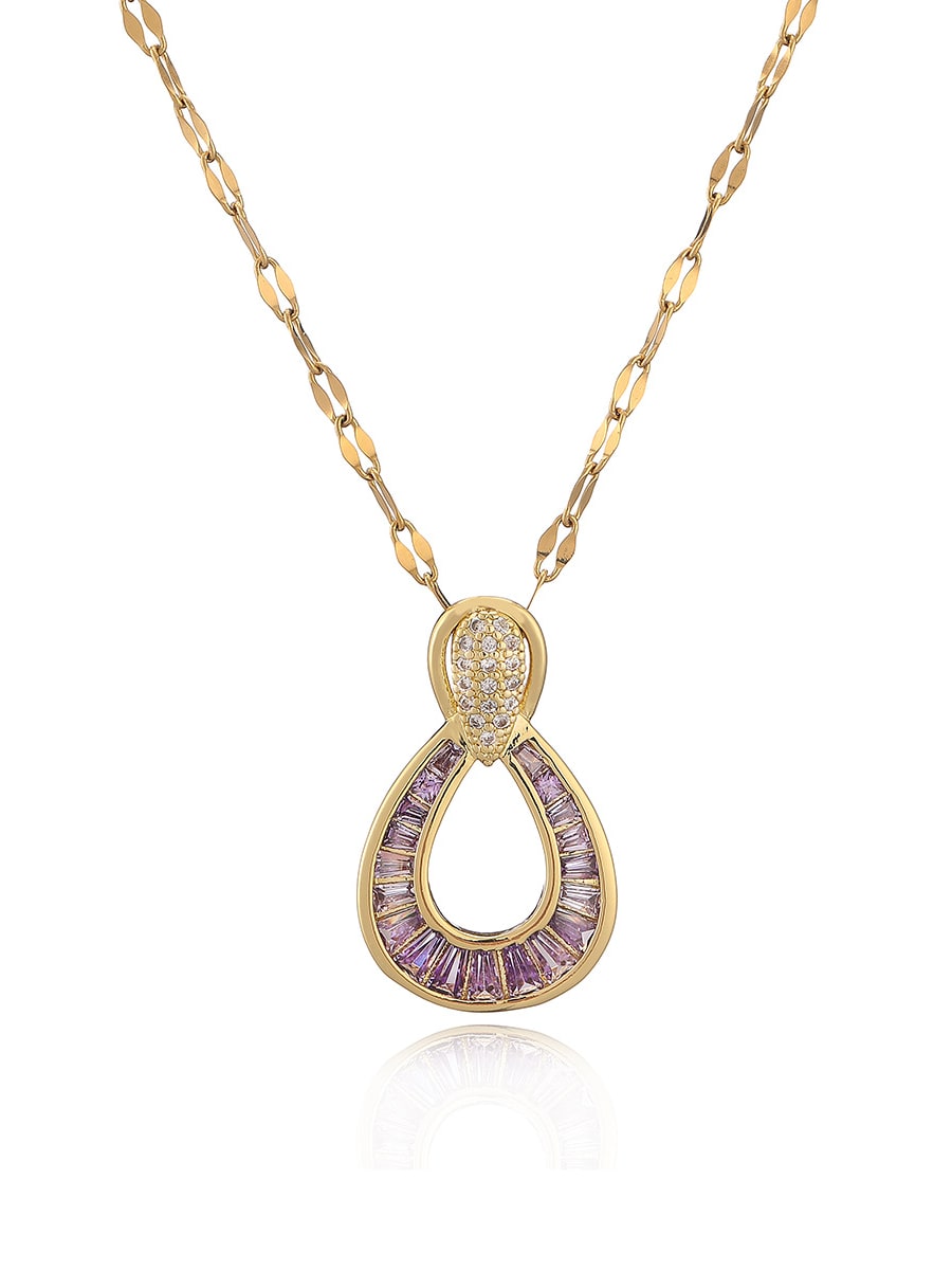 Cubic Zirconia Hoop Pendant & Chain