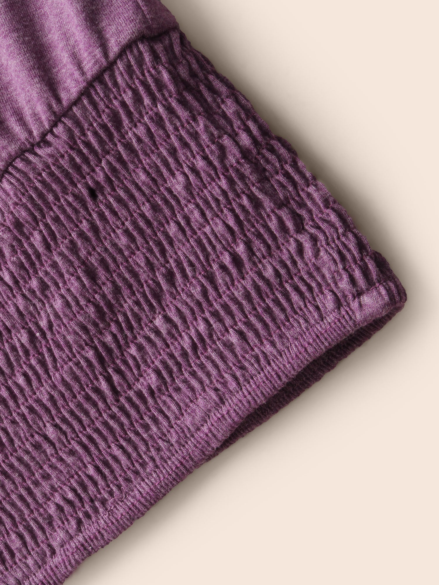 Solid Ruched Batwing Sleeve Shirred Hem T-shirt