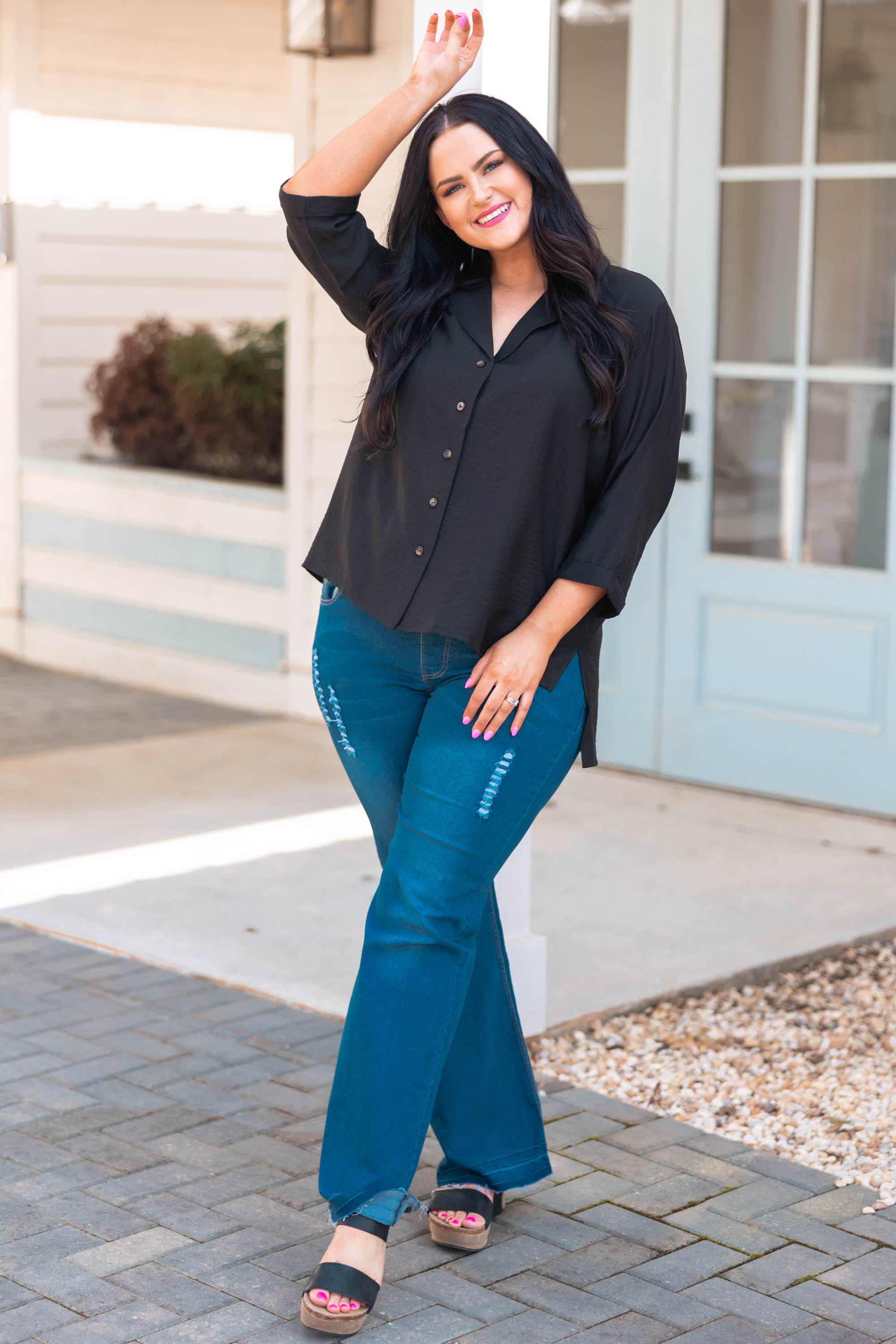 Pictured Together Top. Black