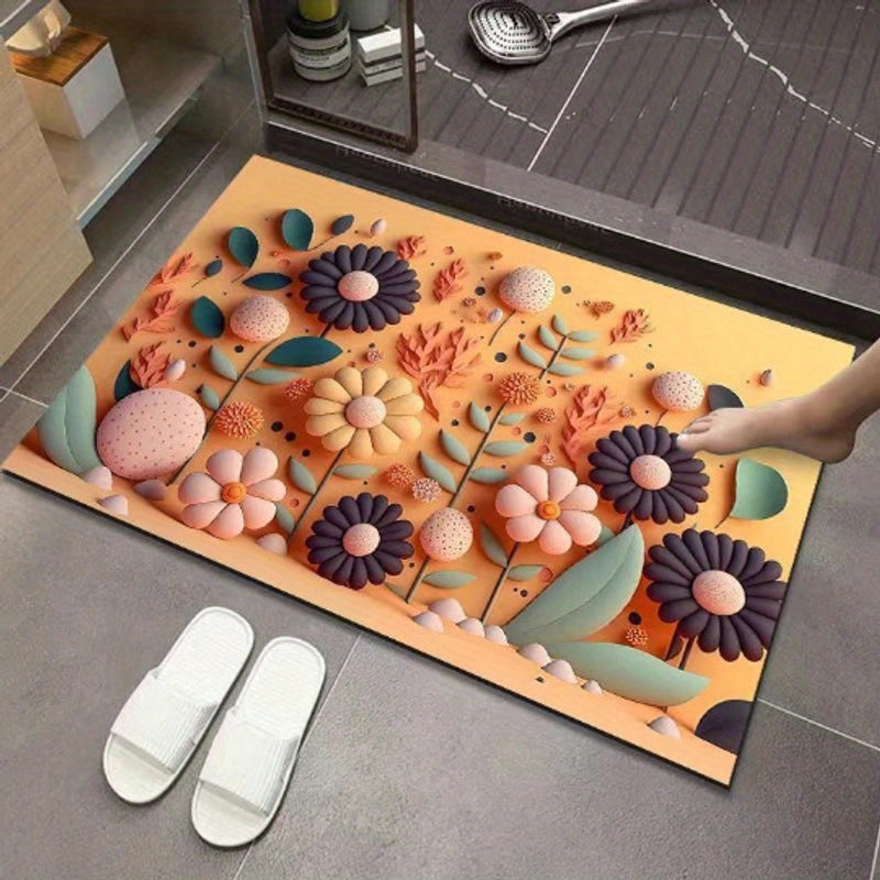 3D Oil Painting Diatom Mud Absorbent Floor Mat Non-slip Floor Mat Bathroom Door Quick-drying Bathroom Carpet Bathroom Floor Mat