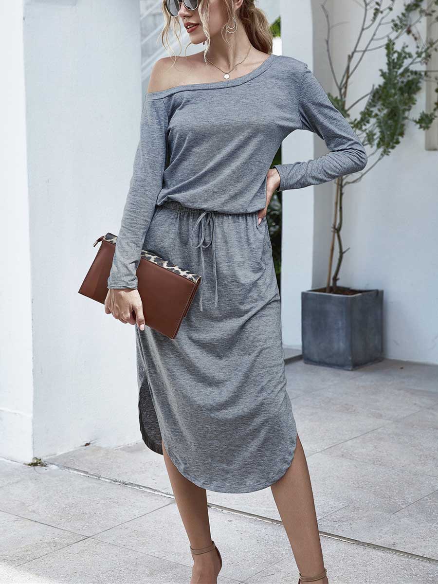 Strapless Long Sleeve Split Dress