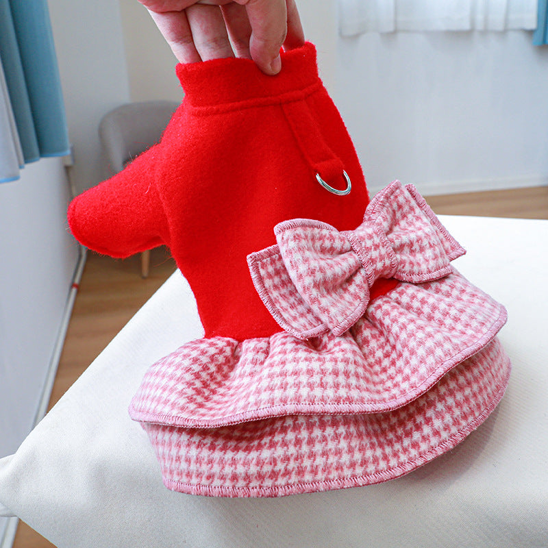 Bow Plaid Layered Dog Dress Harness