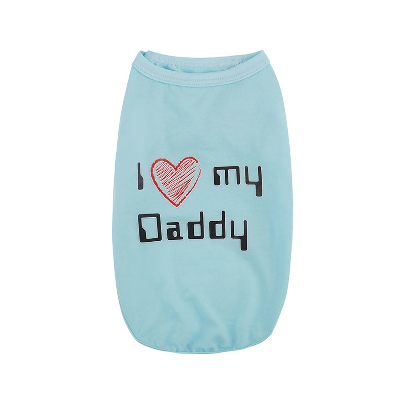 Minimalist Heart Love Mom And Dad T-shirt Cartoon Printing Dog Vest Pet Clothing