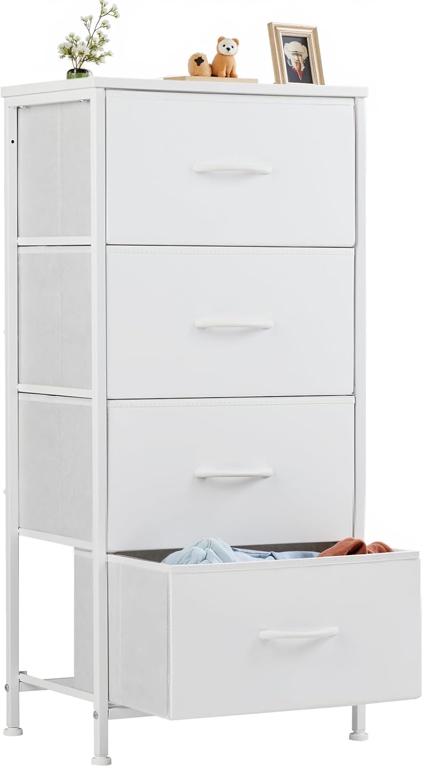 Nightstand Small Bedroom Dresser with 4 Fabric Drawers