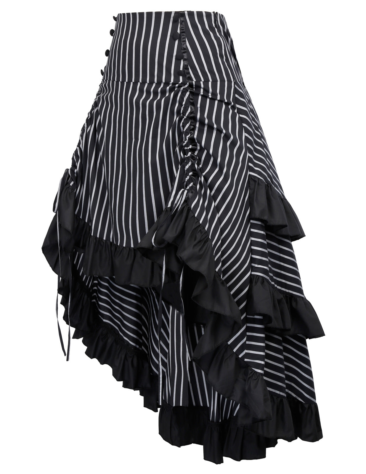 Vintage Striped Victorian High Low Skirt Steampunk Style Falda
