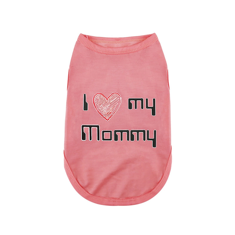 Minimalist Heart Love Mom And Dad T-shirt Cartoon Printing Dog Vest Pet Clothing
