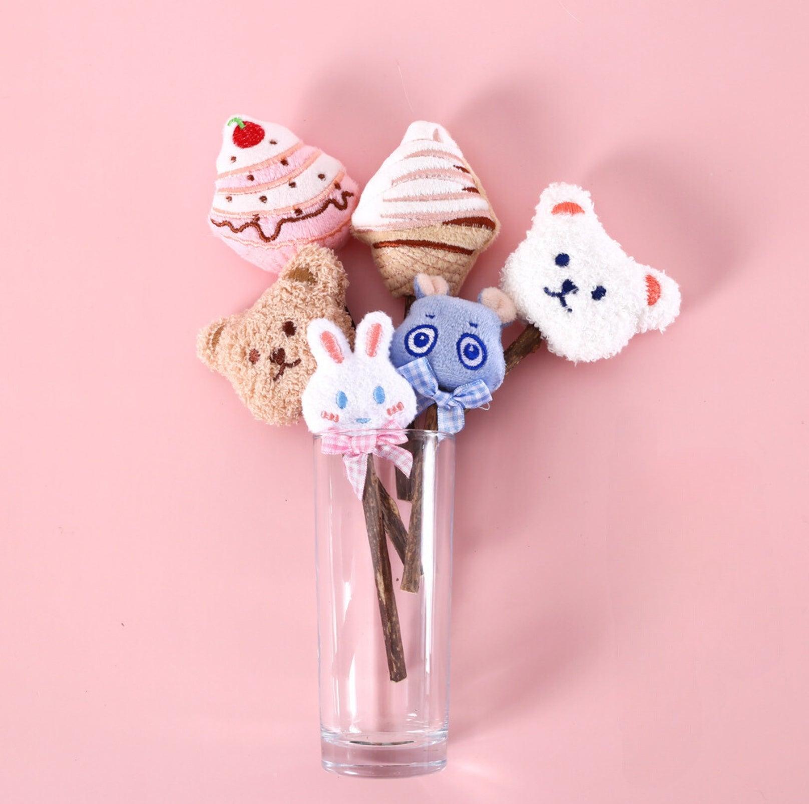 Polygonum Stick Cat Toys - Plush Cartoon Design