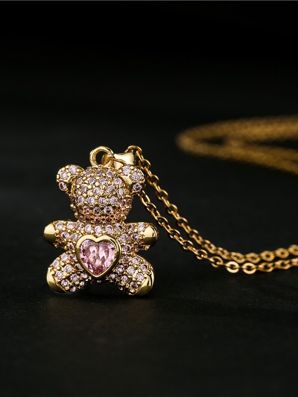 Gold Plated Bear Pendant & Chain