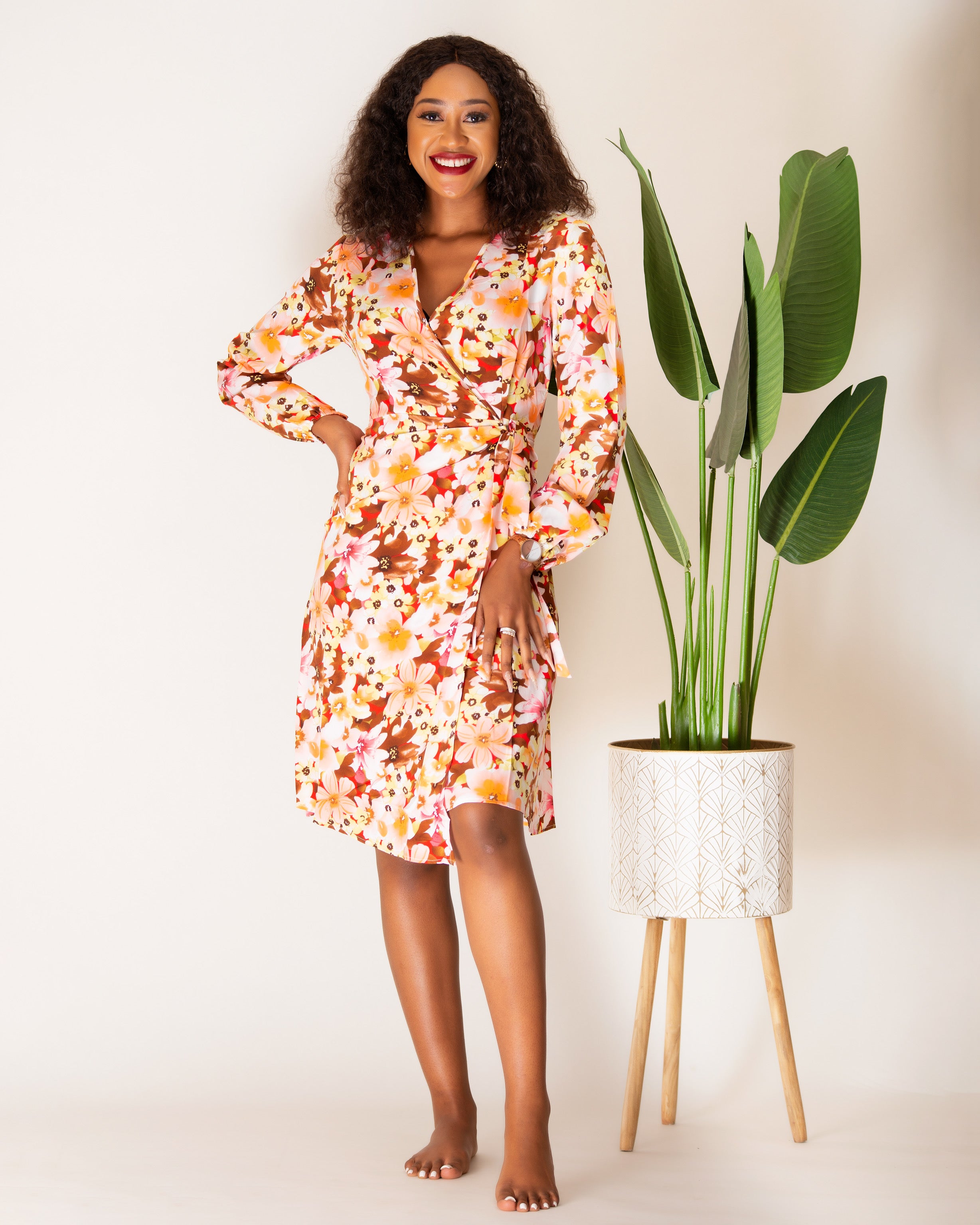 Cherry Blossom Floral Wrap Dress