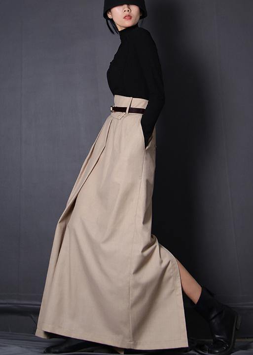 Beige asymmetrical design Patchwork Skirt Summer
