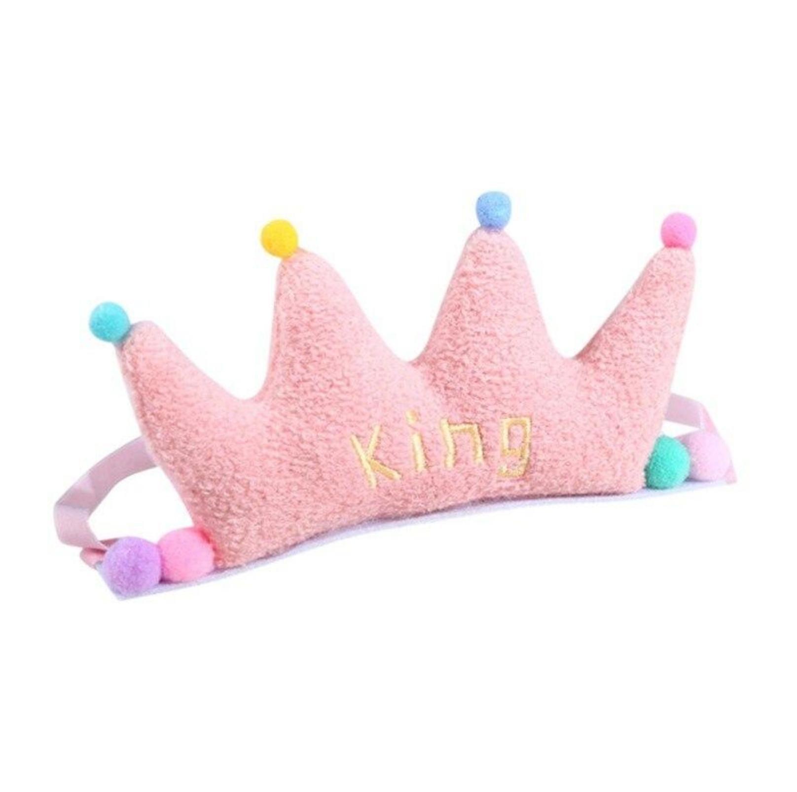 Pink Plush Cat And Dog Birthday Crown