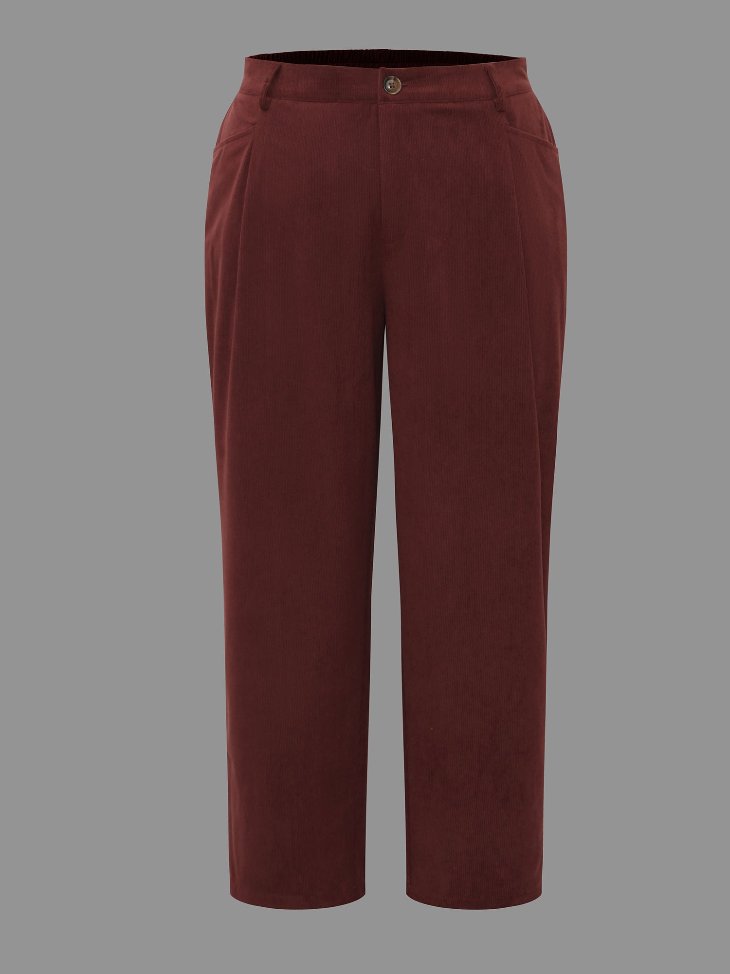 Straight Leg Elastic Waist Corduroy Pants