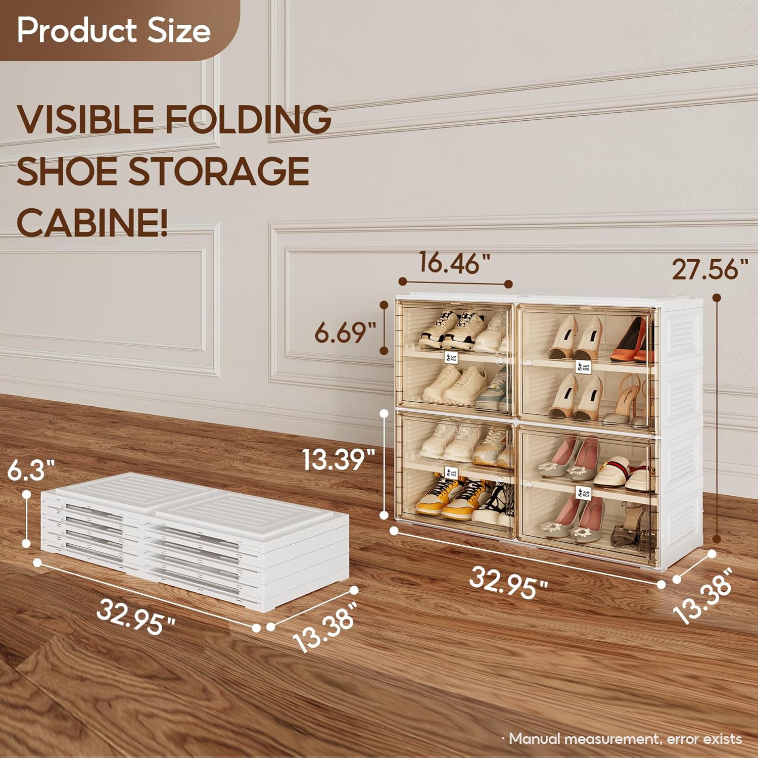 ANTBOX Portable Shoe Rack Organizer for Closet Entryway, Stackable Sneaker Storage Shoe Cabinet with Magnetic Clear Door, Large Plastic Storage containers Bins with Lids 5 Tiers 20 Pairs