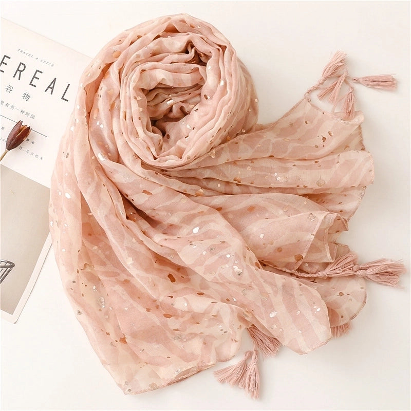 Women's Fashion Color Block Voile Polyester Winter Scarves