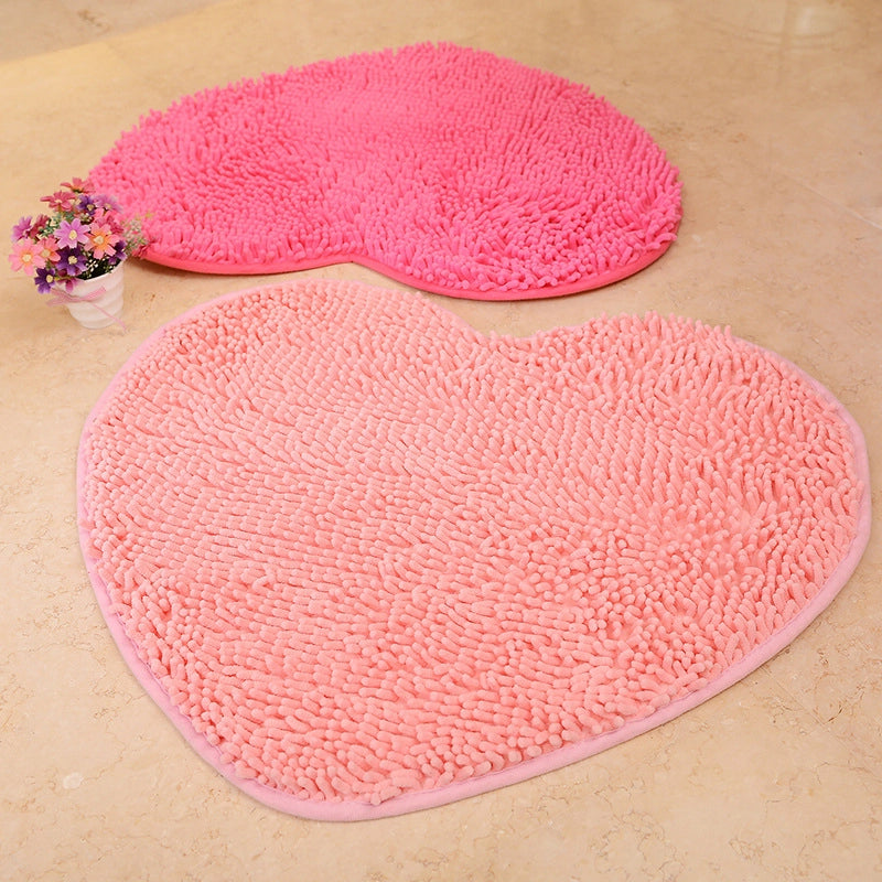 Chenille Heart-shaped Non-slip Absorbent Carpet Wedding Room Wedding Peach Heart Floor Mat Bedroom Bathroom Absorbent Non-slip Mat