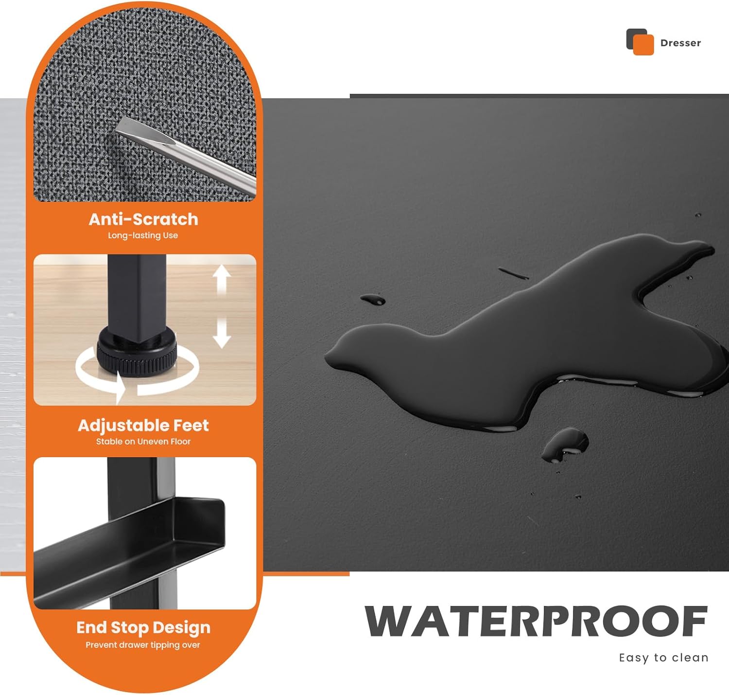 Nightstand Small Bedroom Dresser with 4 Fabric Drawers